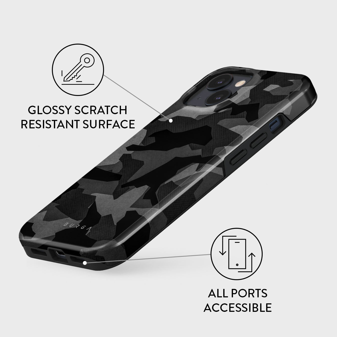 Night Black Camouflage - iPhone 15 Case