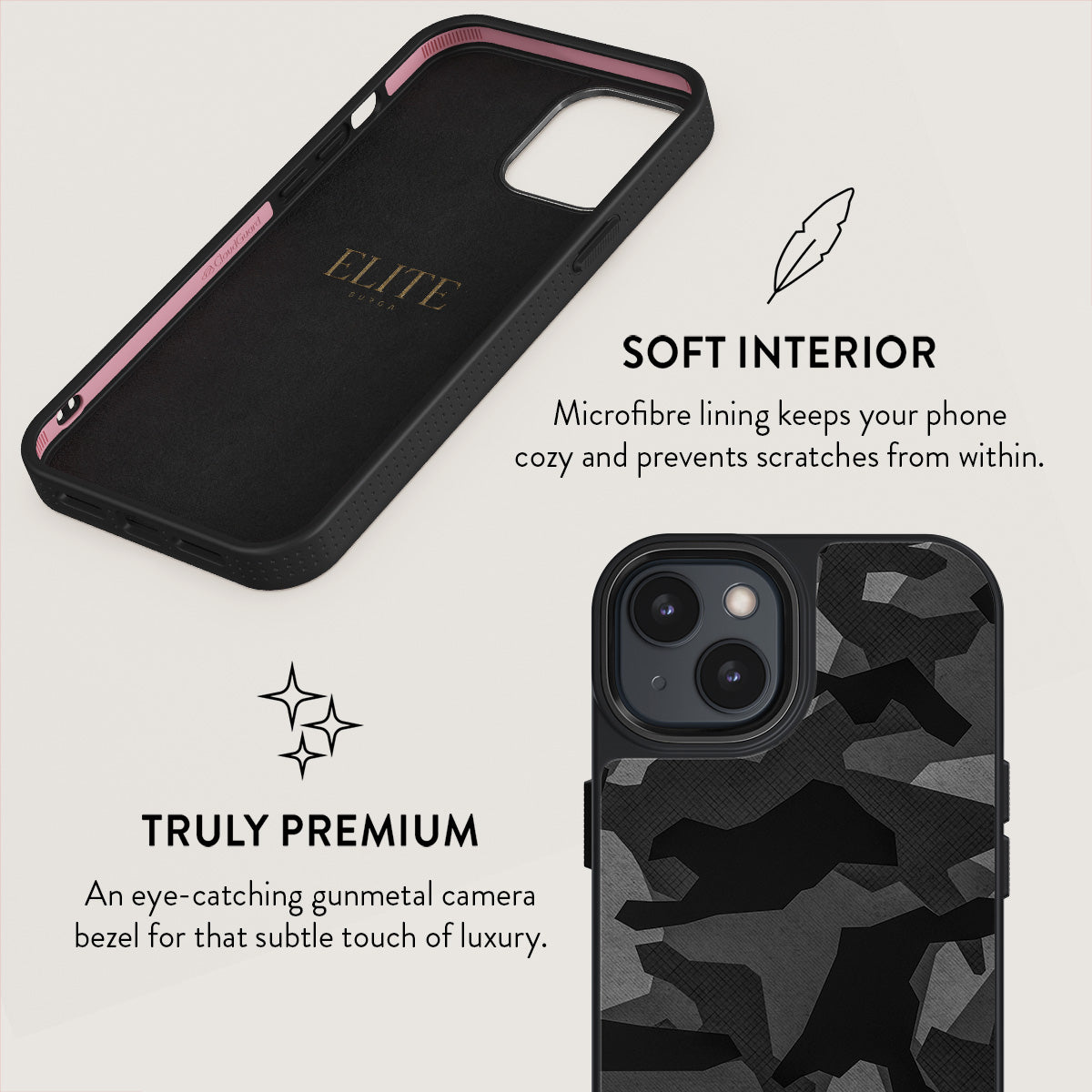 Night Black Camouflage - iPhone 15 Case
