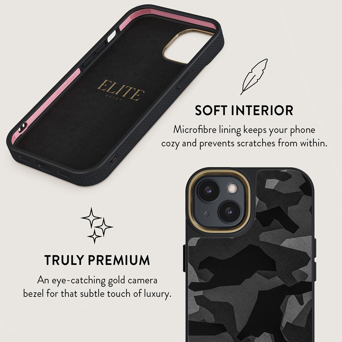 Night Black Camouflage - iPhone 15 Case