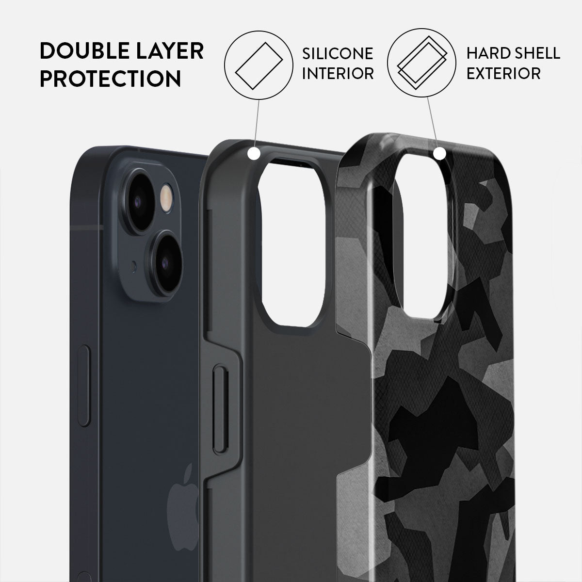 Night Black Camouflage - iPhone 15 Case