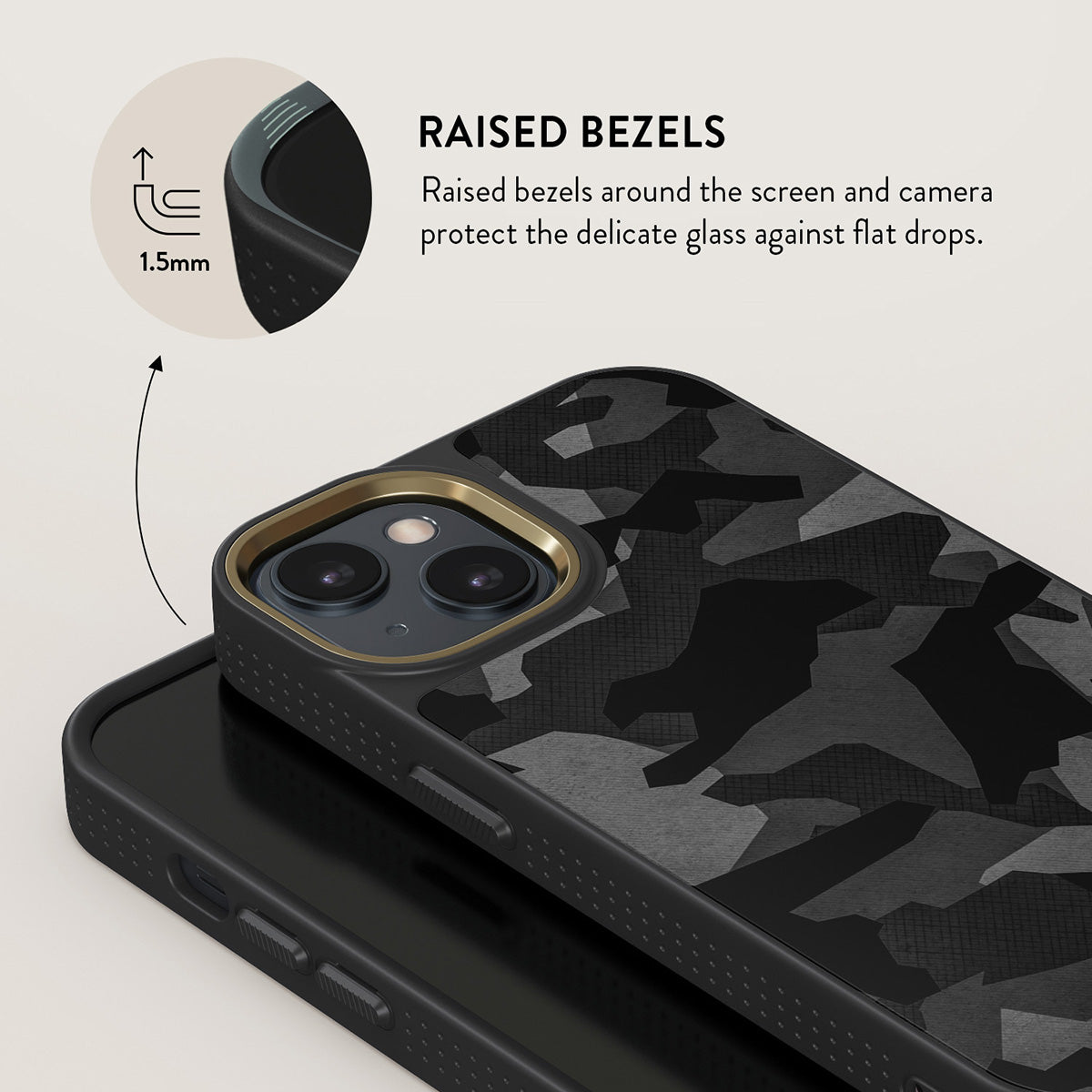 Night Black Camouflage - iPhone 15 Case